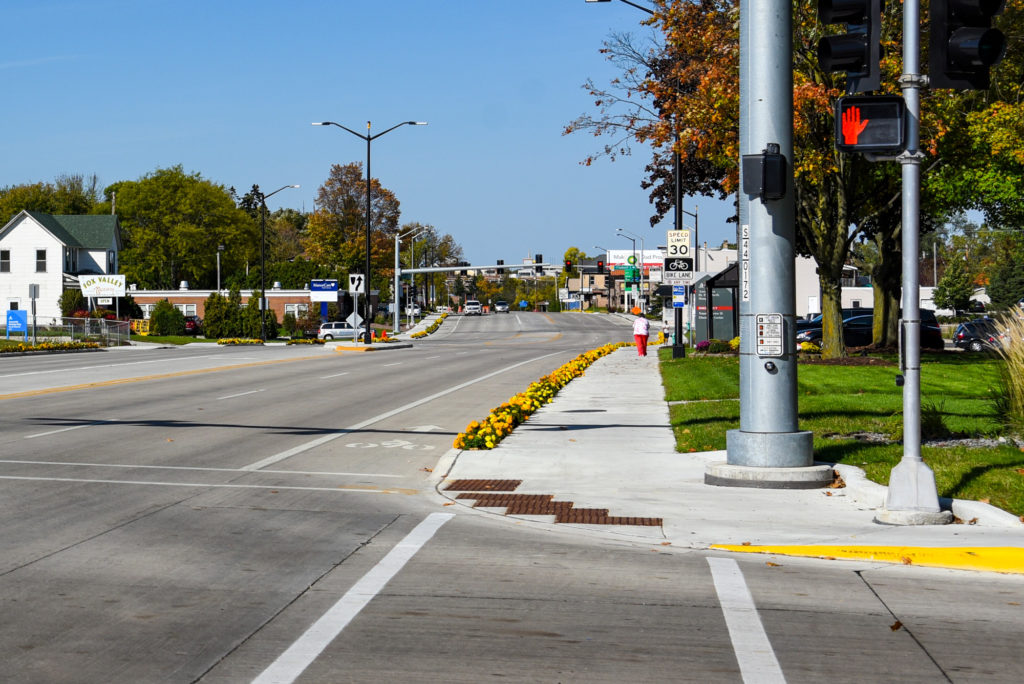 New ADA-compliant curb ramp at Oneida Street and Seymour Street in Appleton, Wisconsin.