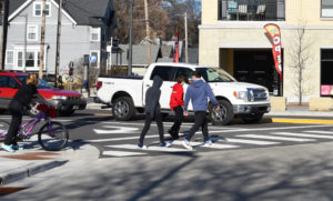 Curb ramp improvements are a focus in high pedestrian traffic areas.