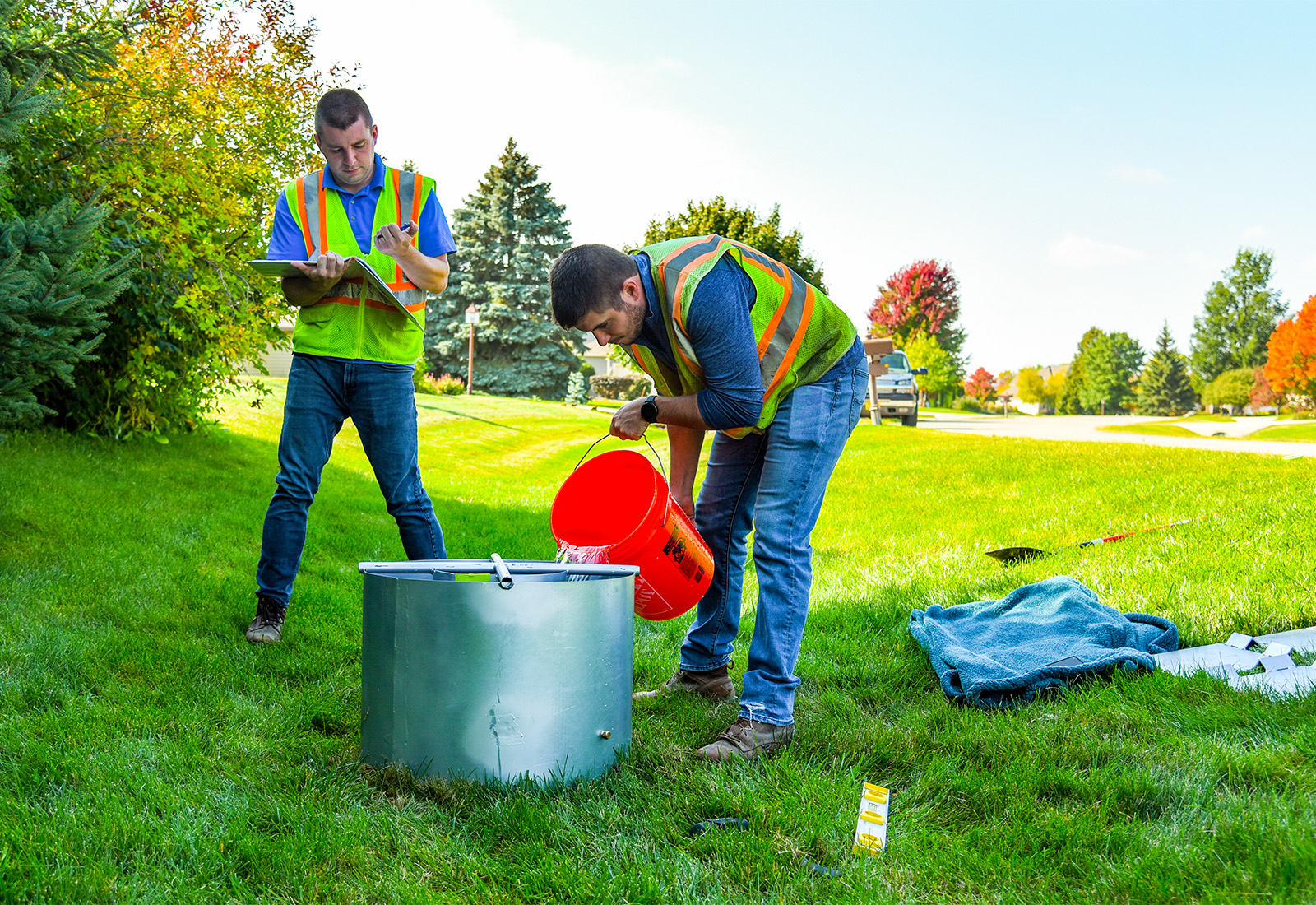 Double ring infiltration testing for water quality rasmith